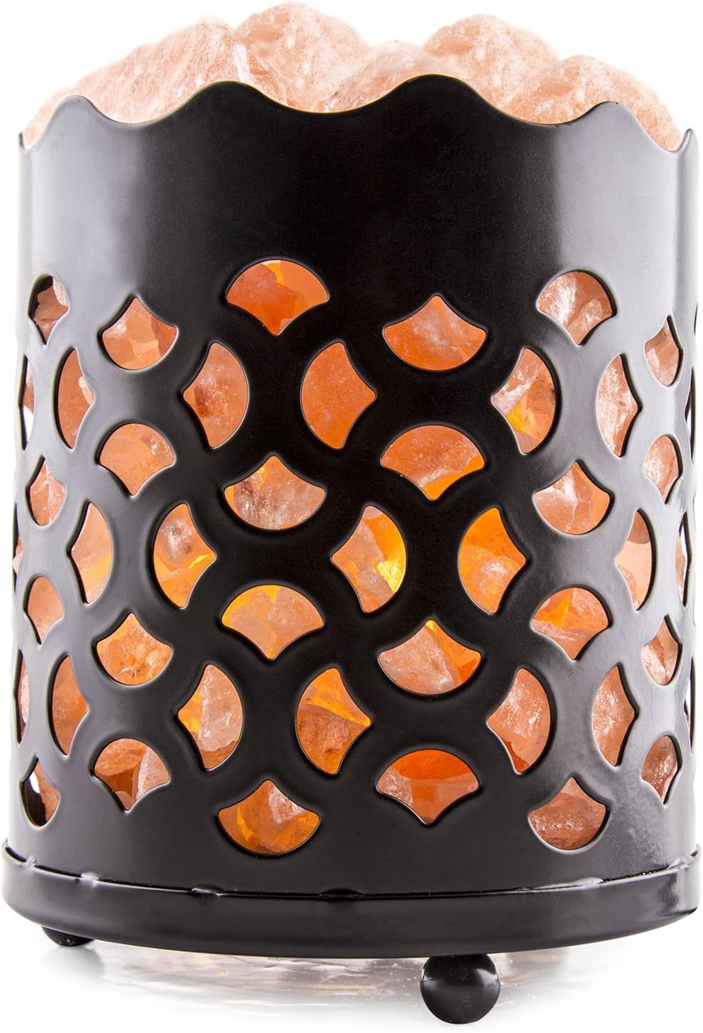 Himalayan Pink Salt Lamp Basket & Dimmer Cord Bulb (Fan)