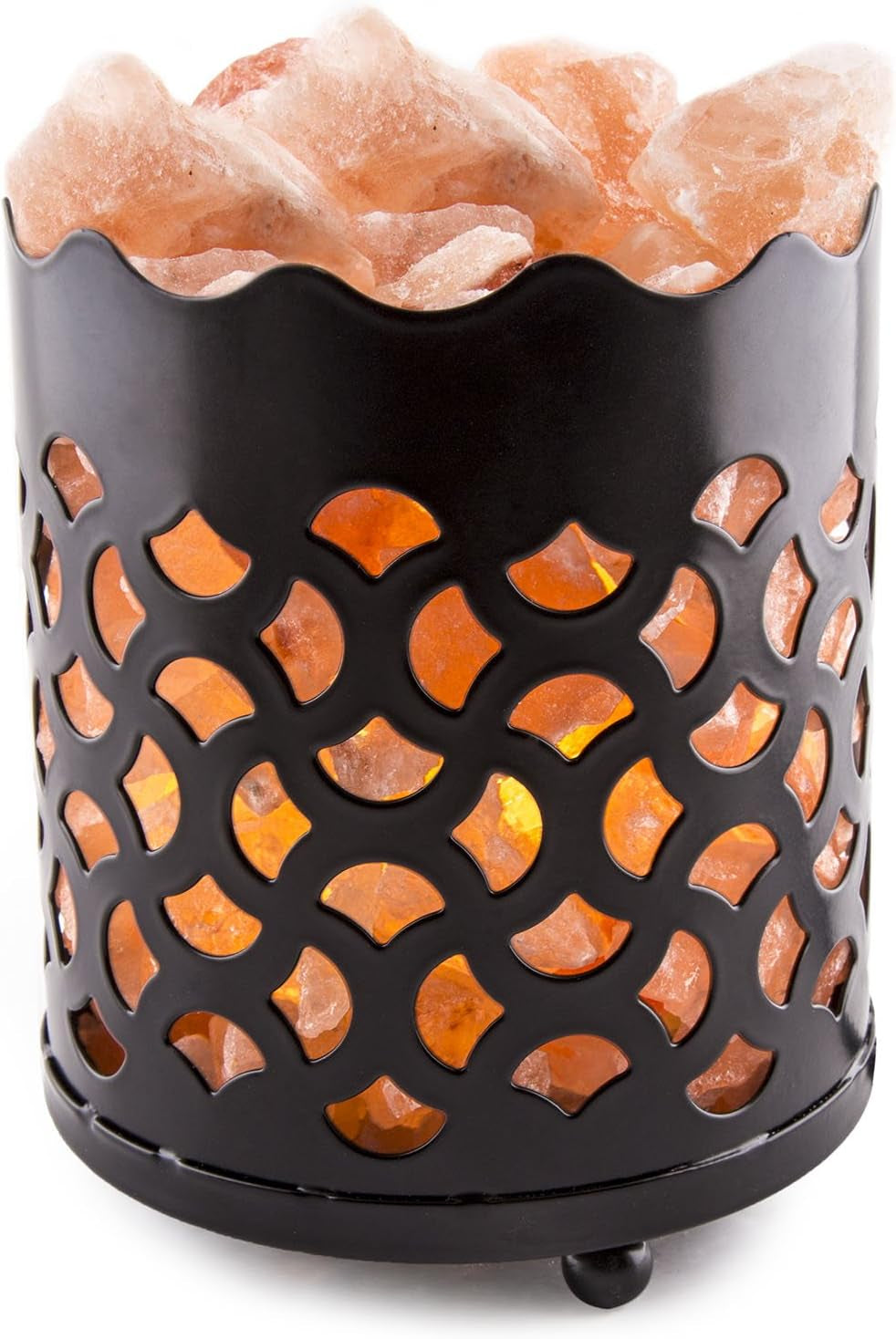 Himalayan Pink Salt Lamp Basket & Dimmer Cord Bulb (Fan)