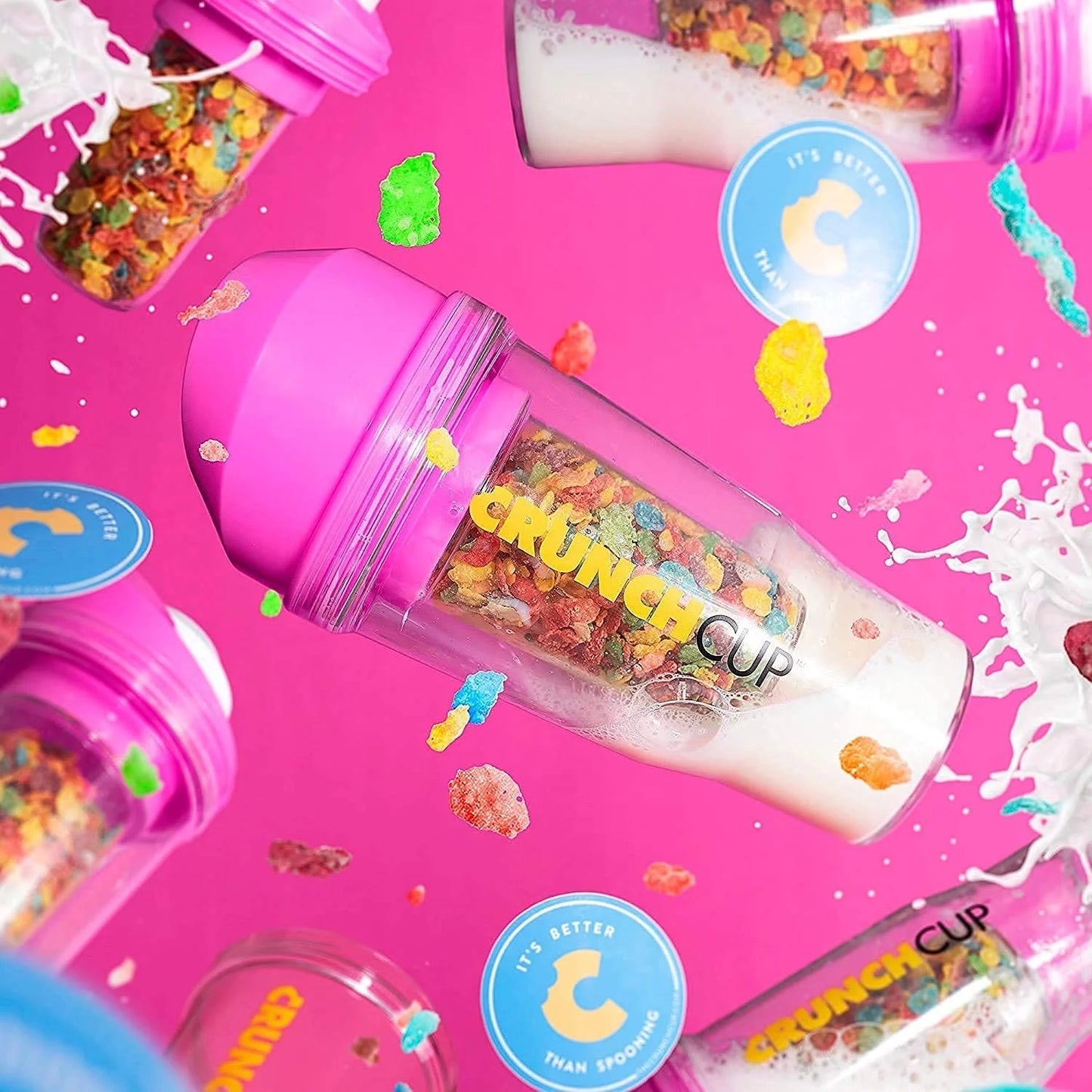The - Portable Cereal Cup - Breakfast on the Go Crunchy Fresh Dishwasher-Safe 364Ml - Pink